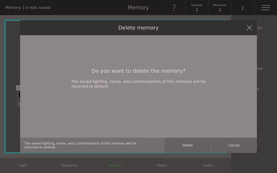 Confirm Delete Memory