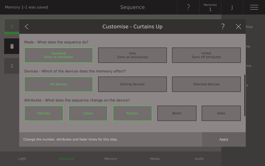sequence customise step