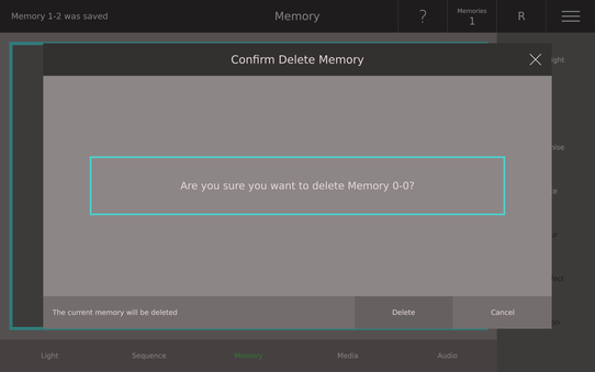 Confirm delete memory